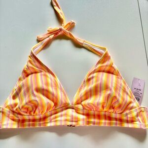 NWT Wild Fable Women's Bikini Top 2X Swim Orange Striped Triangle Swimsuit 20/22